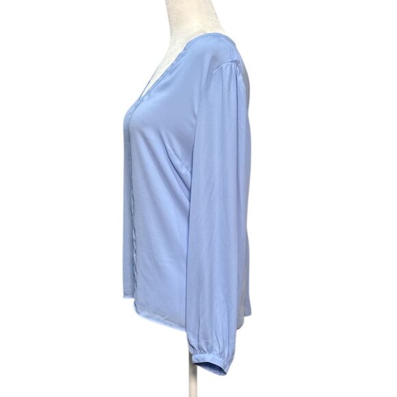 NEW J.Crew Womens Size L Top Light Blue V-Neck Long-Sleeve Summer Blouse - Picture 3 of 9